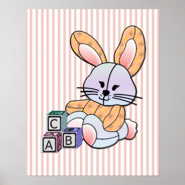 Poster Infirmière personnalisée Plaid Bleu - Lapin (Devant)