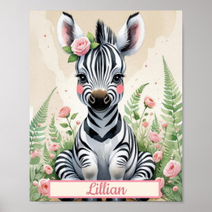 Poster Infirmière Personnalisée Zebra Safari-Thème Pour F