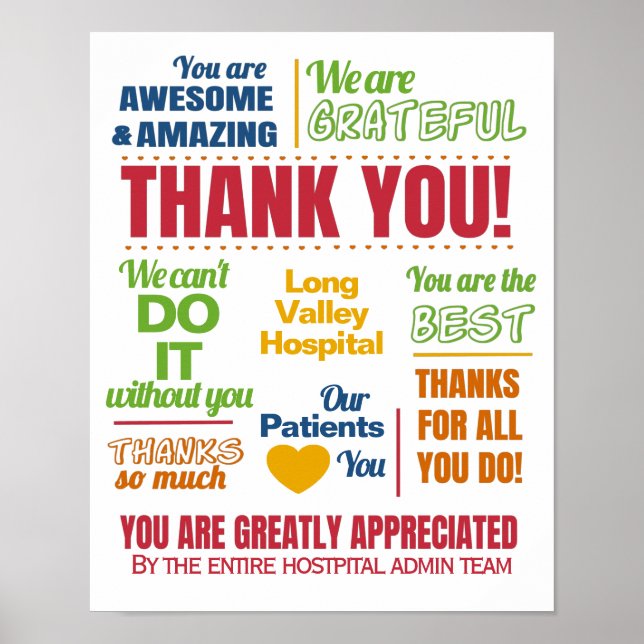Poster Infirmière Personnel de l'Hôpital Appréciation Ent (Devant)