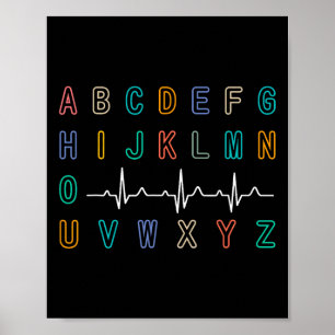 Poster Infirmière Pqrst Test Abc's Ekg Strip Alphabet Fun