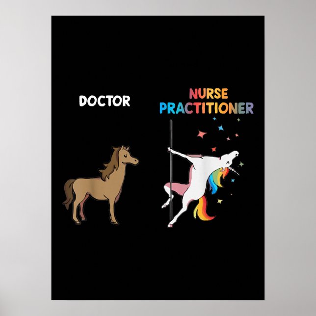 Poster Infirmière Praticien Unicorn Dancing Pole (Devant)