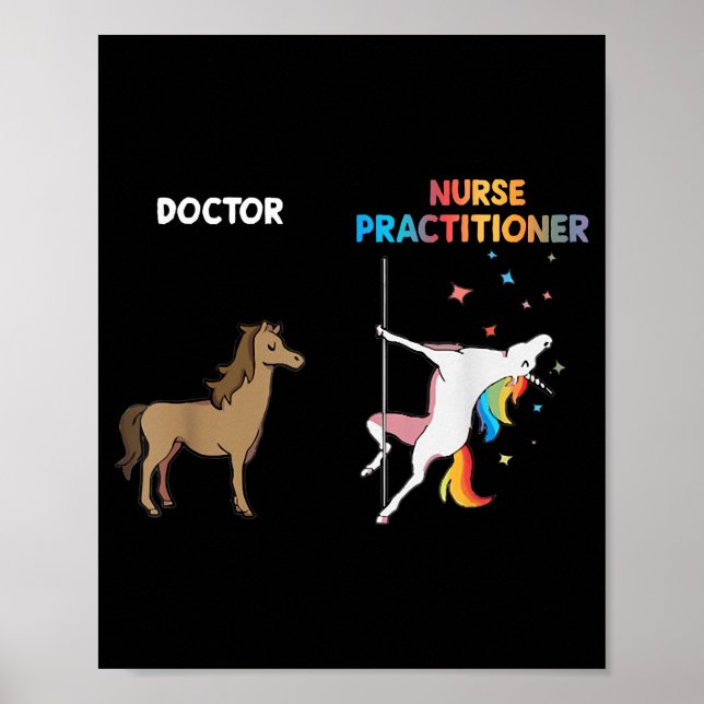 Poster Infirmière Praticien Unicorn Dancing Pole (Devant)