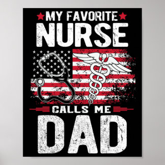 Poster Infirmière préférée m'appelle papa Fête des pères 