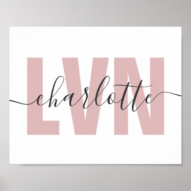 Poster Infirmière professionnelle Chic LVN personnalisée (Devant)