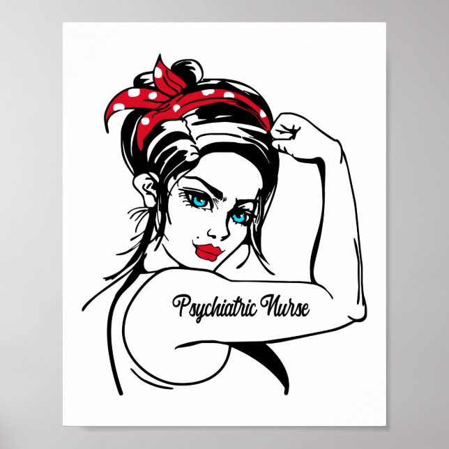 Poster Infirmière Psychiatrique Rosie Le Riveter Pin Up (Devant)