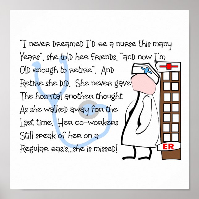 Poster &quot;INFIRMIÈRE RETIRÉE&quot; Histoire Cadeaux d&#x27;art (Devant)