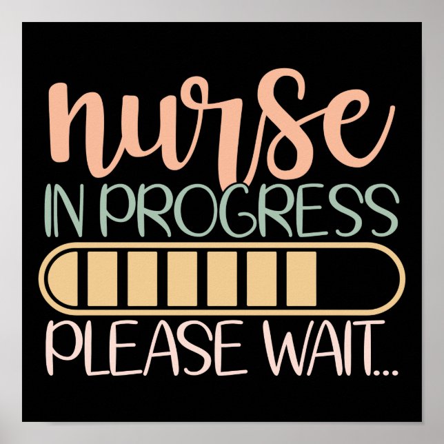 Poster Infirmière Rétro En Cours Veuillez Attendre (Devant)