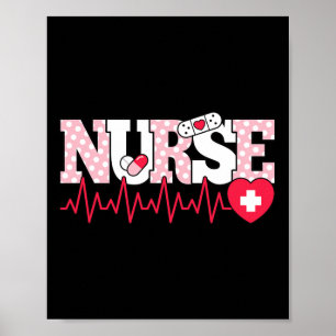 Poster Infirmière rose mignonne battement de coeur