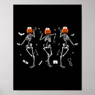 Poster Infirmière Skeleton Danser Halloween Healthcare Cr