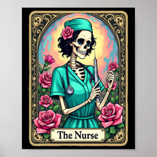 Poster Infirmière Skeleton Tarot Card Funny Infirmière in