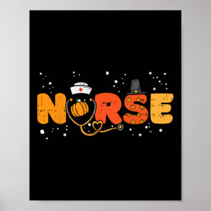 Poster Infirmière Thanksgiving Stethoscope Automne Automn