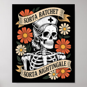 Poster Infirmière un peu plieuse un peu Nightingale squel