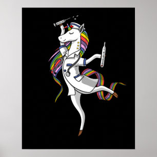 Poster Infirmière Unicorne Magique Docteur Médicale