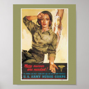 Poster Infirmière vintage 2ÈME GUERRE MONDIALE