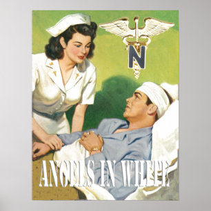 Poster Infirmières militaires - Anges en blanc