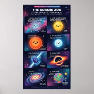 Poster Infographie astronomique d'objets spatiaux du zoo 