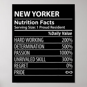 Poster Informations nutritionnelles de New Yorkais Drôle 
