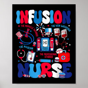 Poster Infusion rétro Infirmière Fête de l'Indépendance I