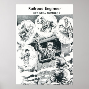Poster Ingénieur américain de train de chemin de fer