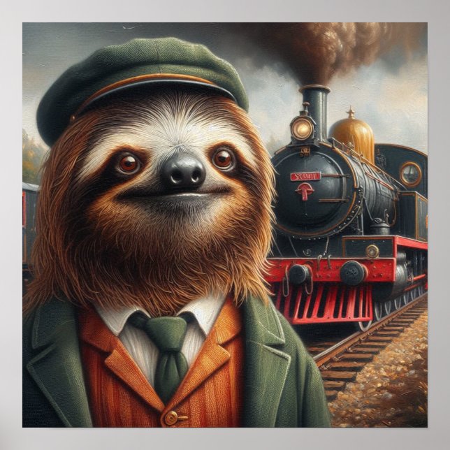 Poster Ingénieur de train Sloth (Devant)