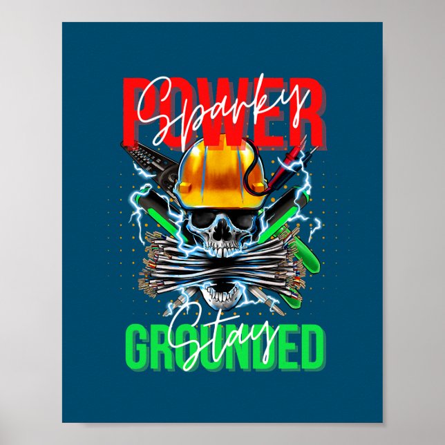 Poster Ingénieur électrique Câble Lineman (Devant)