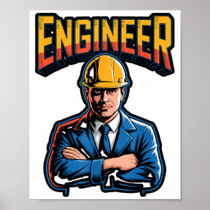 Poster Ingénieur en lettres grecques Humour nerd STEM