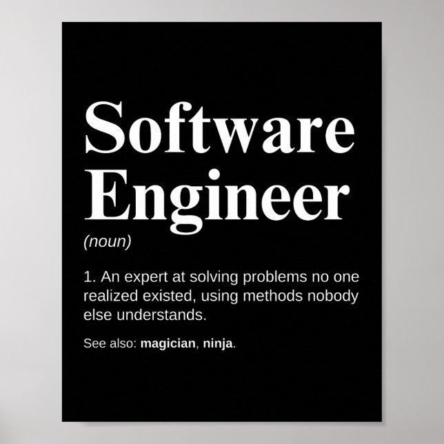 Poster Ingénieur logiciel Définition de l'ingénierie drôl (Devant)