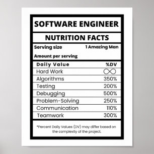 Poster Ingénieur logiciel faits nutritionnels Cool Tech