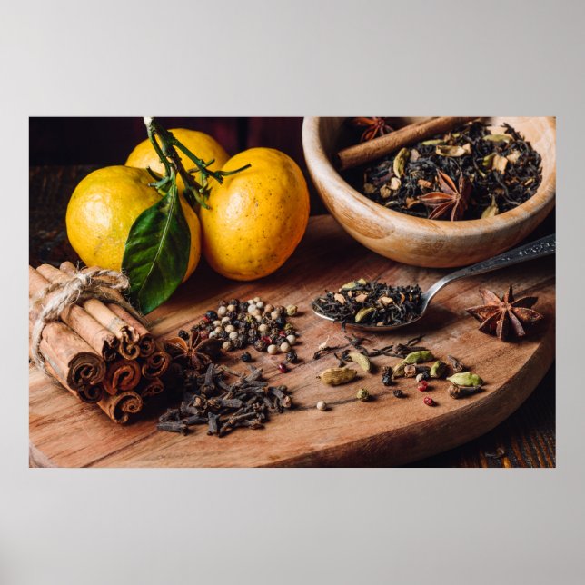 Poster Ingrédients pour masala chai (Devant)