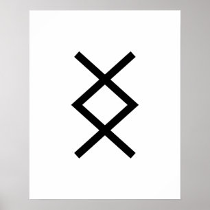 Poster Inguz géométrique noir (Le Dieu Ing) Rune viking