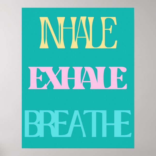 Poster Inhale, Exhale, Breathe Retro Typographie (Devant)