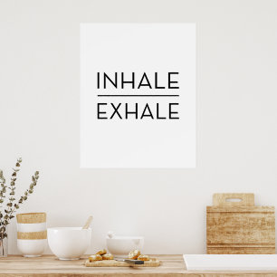 Poster Inhale Exhale Motivational Typography Yoga Citatio