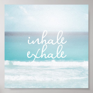 Poster inhale exhale quote pastel ocean beach art texte
