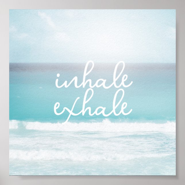 Poster inhale exhale quote pastel ocean beach art texte (Devant)