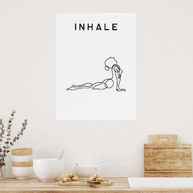 Poster Inhale Exhale Respiration Yoga pose studio moderne (Cuisine)