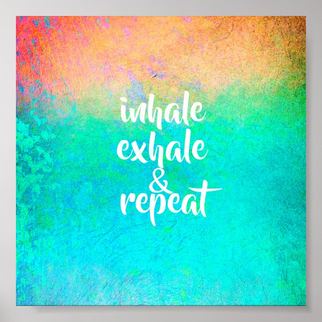 Poster inhale exhale turquoise design spa (Devant)