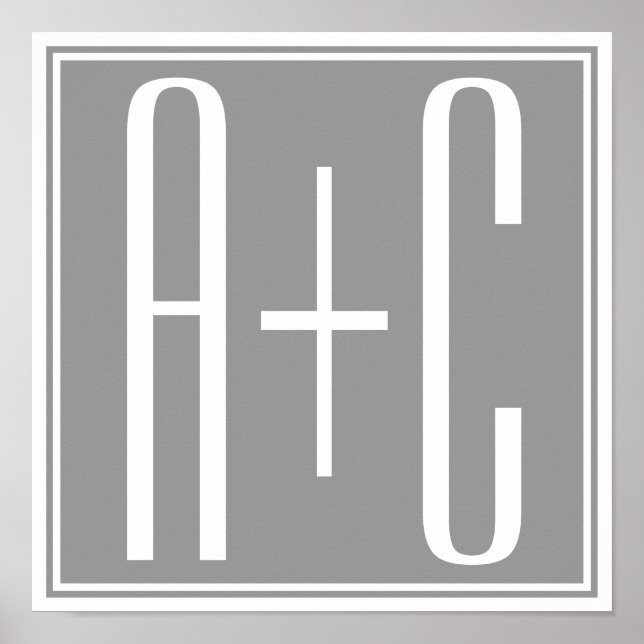Poster Initails ou Other Text | White & Grey (Devant)