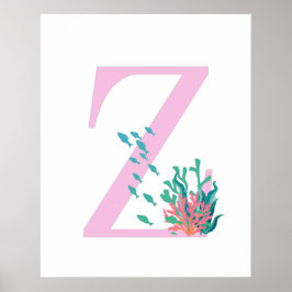 Poster initial Z Monogramme Monogramme rose Océan 