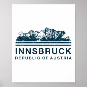 Poster Innsbruck Autriche Montagnes Autrichien Ski Vintag