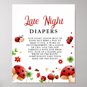 Poster Insect Lady Night Diaper Baby shower Jeu
