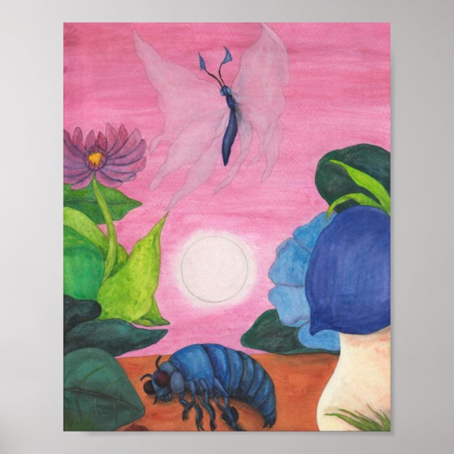 Poster Insecter Papillon Transformation Peinture (Devant)