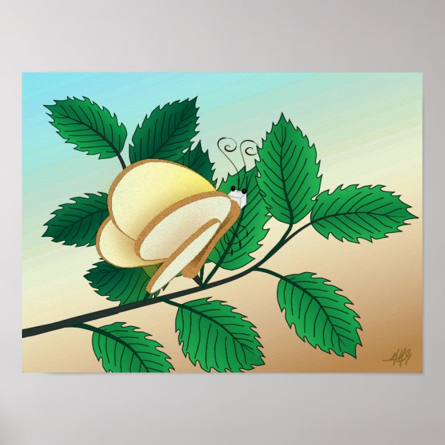 Poster Insectes de verre - Pain et papillon (Devant)