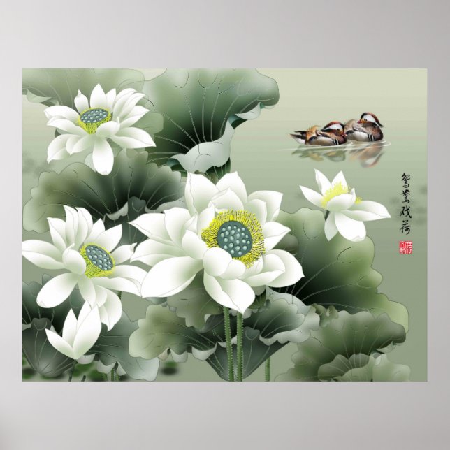 Poster Inséparables sur l'étang en jeu (Devant)