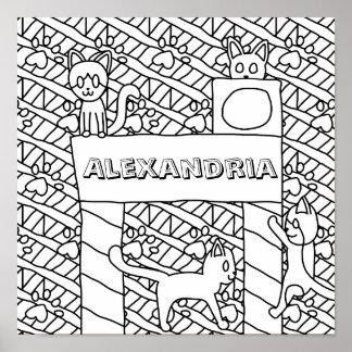 Poster Insérer votre nom Page Coloriage de chat