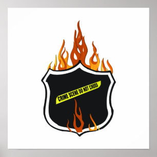 Poster Insigne de police de tatouage flamboyant