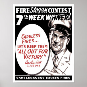 Poster Insouciance Causes Incendies — 2ÈME GUERRE MONDIAL