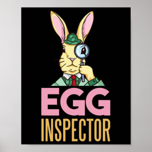 Poster Inspecteur des oeufs Lapin de Pâques Funny Lapin l