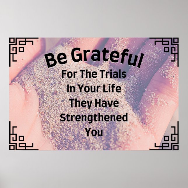Poster inspirant d'art mural "Be Grateful" (Devant)