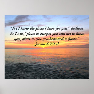 POSTER INSPIRANT JEREMIAH 29:11 SLELER "PLANS POUR L'ESPO