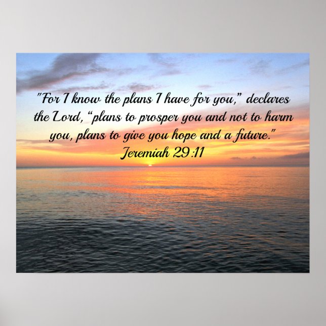 POSTER INSPIRANT JEREMIAH 29:11 SLELER "PLANS POUR L'ESPO (Devant)